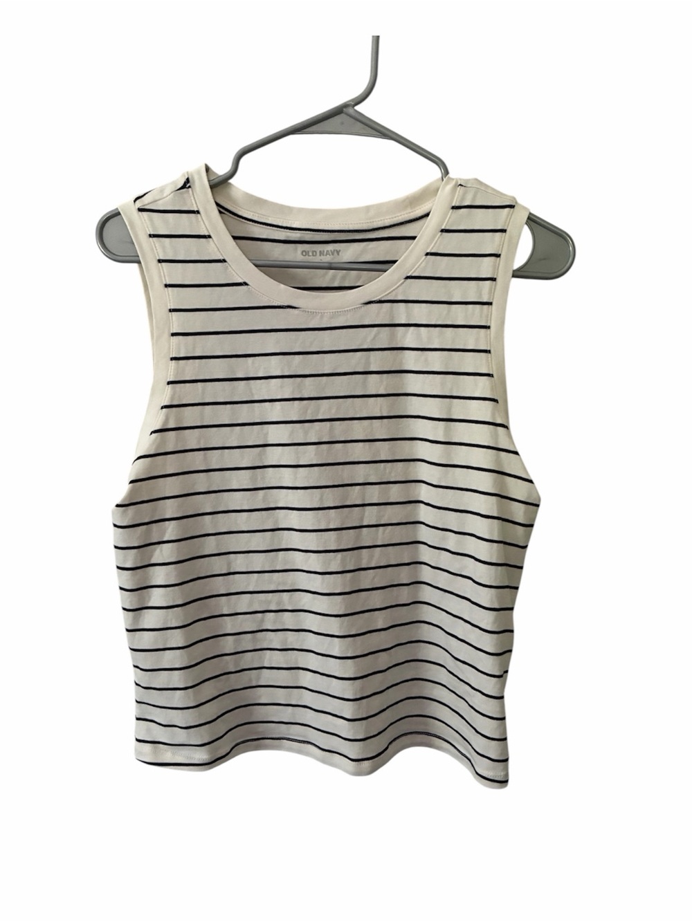 Old Navy Striped Sleeveless Tank – White/Black – Size Large – NWT – Cotton/Modal